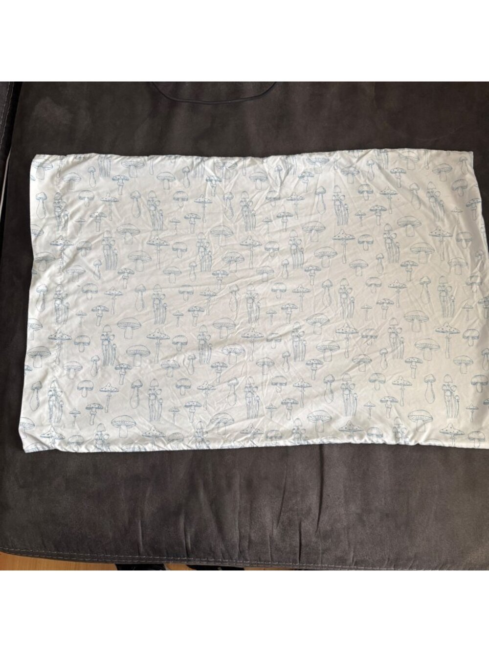 Mushroom Print Pillowcase White & Blue Standard Size